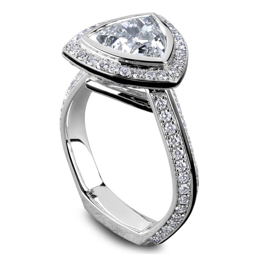 Halo diamond accent white gold ring.