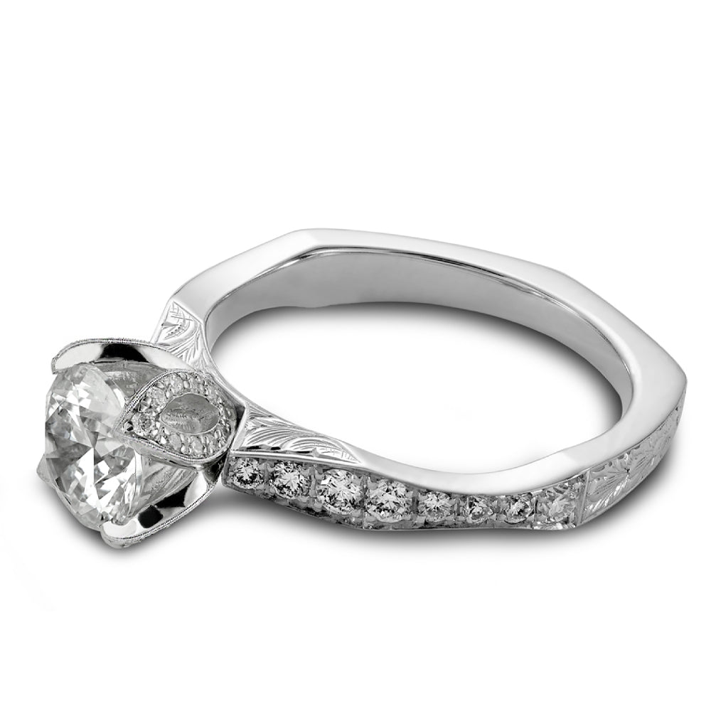 White gold ring with diamond accents.
