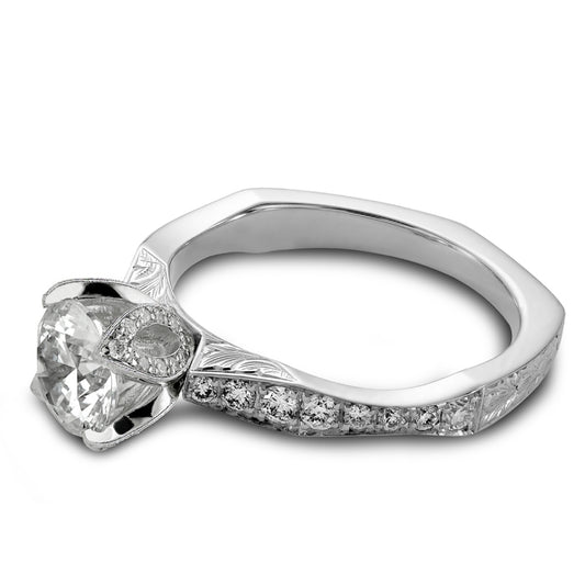 White gold ring with diamond accents.
