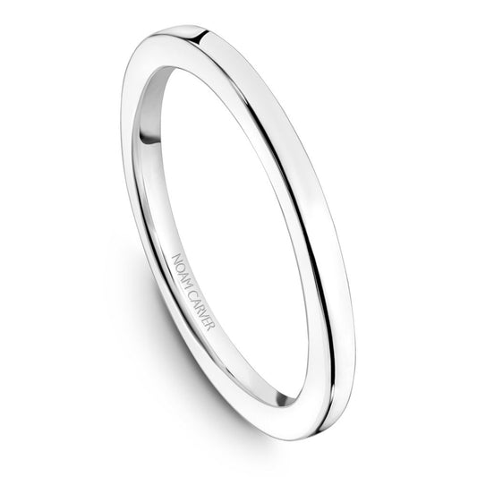 Polished 14K white gold carved band.