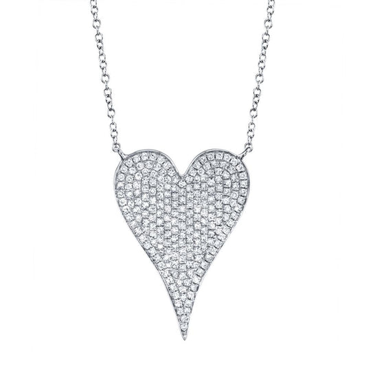 Heart-shaped diamond necklace, white gold.