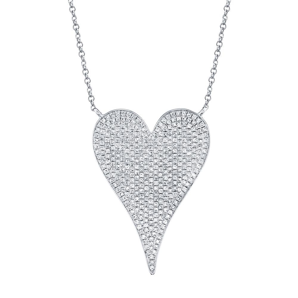 Heart-shaped diamond necklace, white gold.
