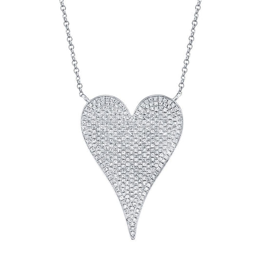 Heart-shaped diamond necklace, white gold.