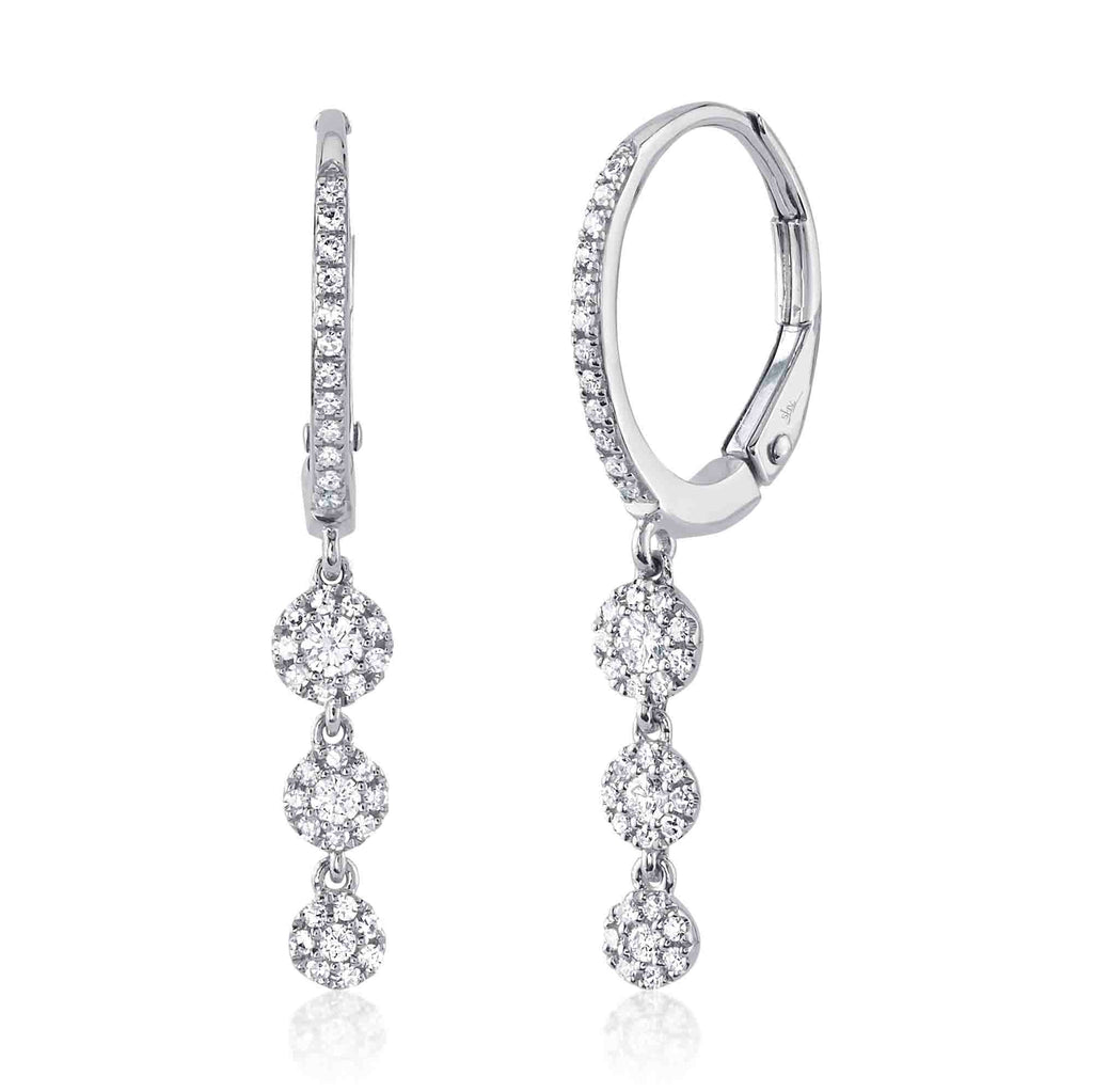Diamond drop earrings, 14K white gold.