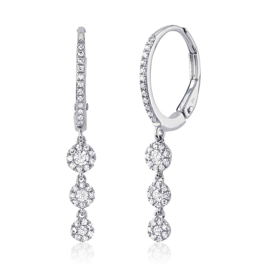 Diamond drop earrings, 14K white gold.