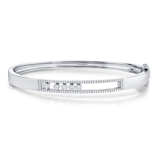 White gold bangle with round diamonds.