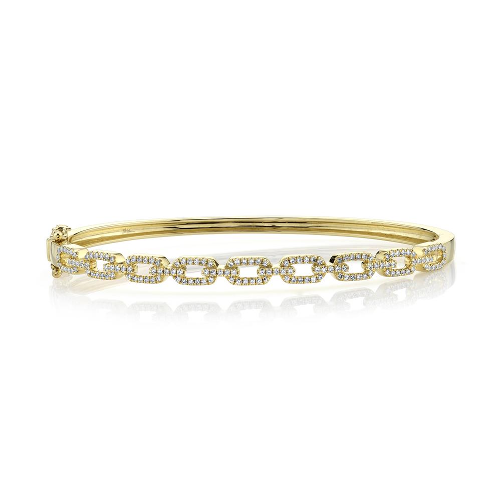 Yellow gold bracelet with diamond link design.