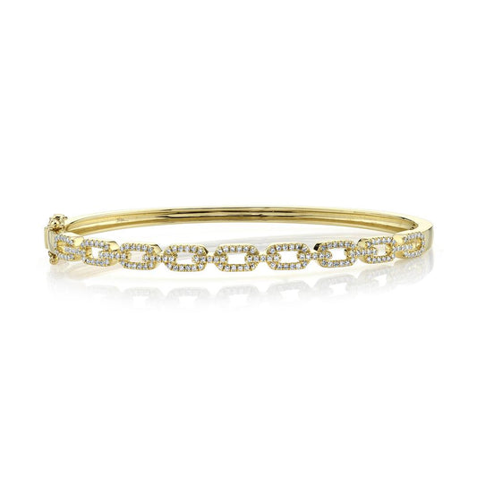 Yellow gold bracelet with diamond link design.