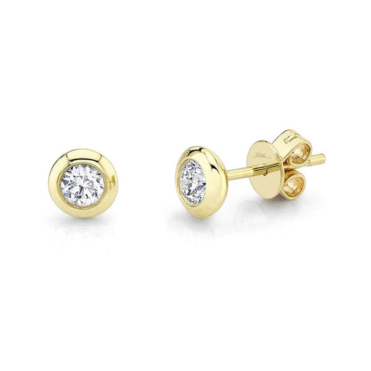 14K Yellow Gold Diamond Stud Earrings