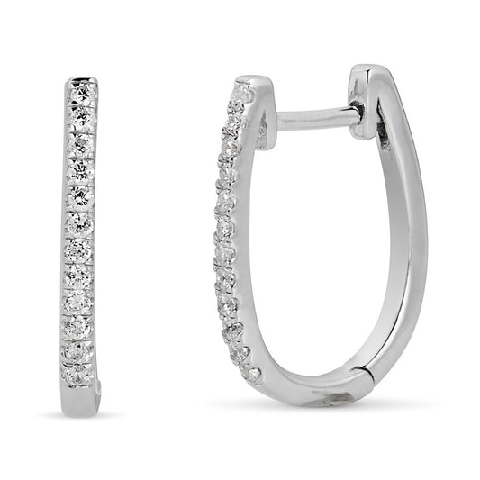 Huggie Natural Diamond Earrings in 14 Karat White with 0.08ctw G/H SI2 Round Diamond