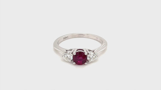 ReMARKable Designs M Precious Color Collection Color Gemstone Ring in 14 Karat White Gold with 1 Round Ruby 0.67ctw