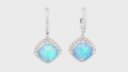 David Kord Ladies Color Gemstone Earrings in 14 Karat White Gold