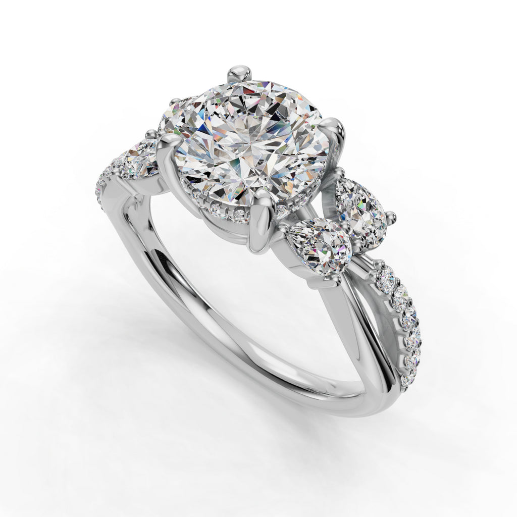 Elegant diamond ring with round center stone.