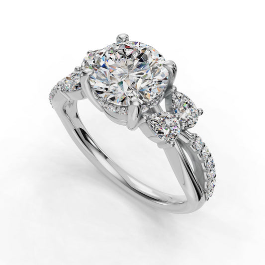 Elegant diamond ring with round center stone.
