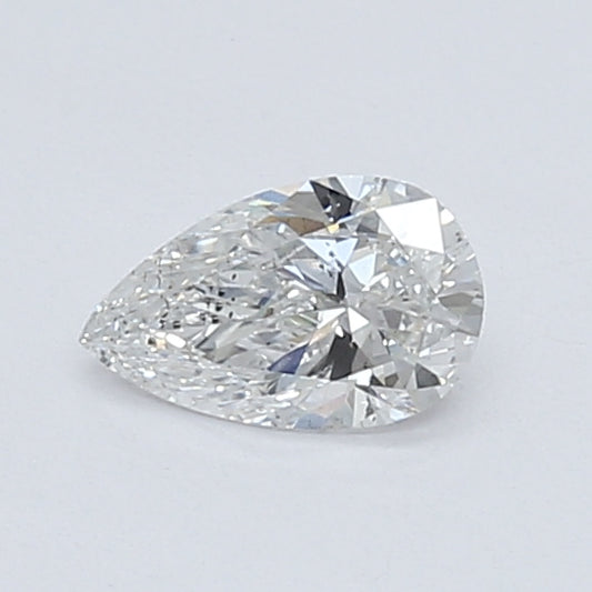 Pear-shaped diamond, brilliant facets, clear sparkle.