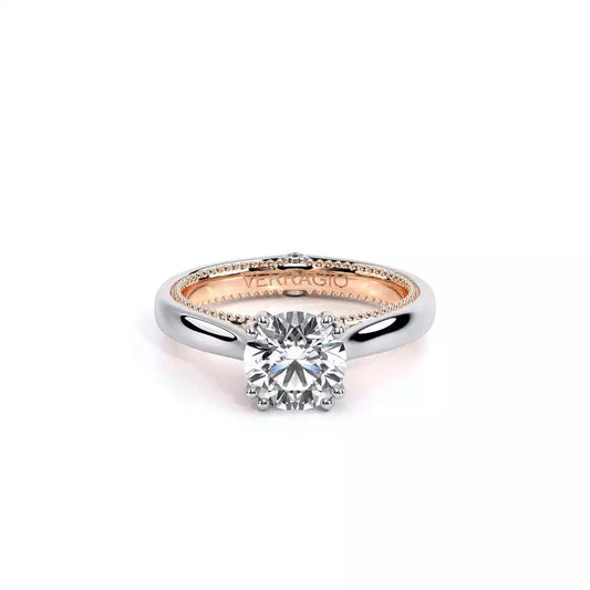 VERRAGIO Hidden Accent Natural Diamond Semi-Mount Engagement Ring in 14 Karat White - Rose with 4 Round Diamonds, Clarity: VS2, Color: F/G, totaling 0.04ctw