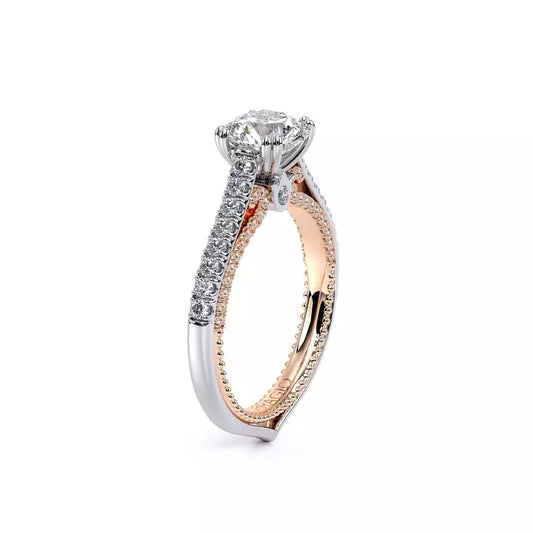VERRAGIO Hidden Accent Natural Diamond Semi-Mount Engagement Ring in 18 Karat White - Rose with 70 Round Diamonds, Clarity: VS2, Color: F/G, totaling 0.40ctw