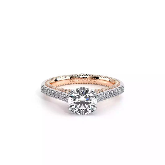 VERRAGIO Hidden Accent Natural Diamond Semi-Mount Engagement Ring in 18 Karat White - Rose with 70 Round Diamonds, Clarity: VS2, Color: F/G, totaling 0.40ctw