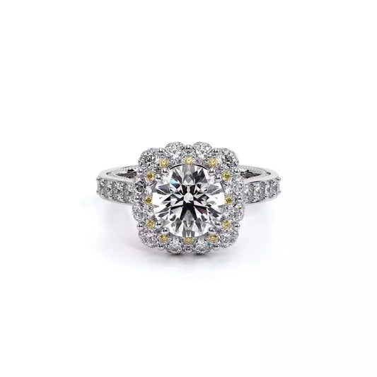 VERRAGIO Hidden Accent Halo Natural Diamond Semi-Mount Engagement Ring in 14 Karat White - Rose with 58 Round Diamonds, Clarity: VS2, Color: F/G, totaling 0.28ctw