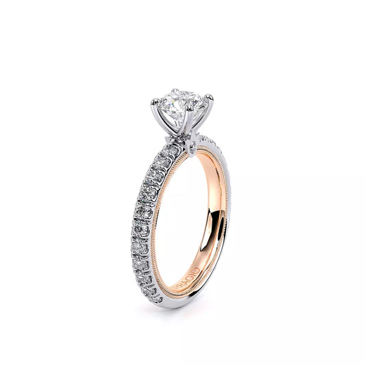 VERRAGIO Hidden Accent Natural Diamond Semi-Mount Engagement Ring in 14 Karat White - Rose with 24 Round Diamonds, Clarity: VS2, Color: F/G, totaling 0.80ctw
