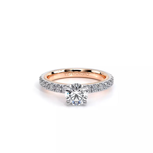 VERRAGIO Hidden Accent Natural Diamond Semi-Mount Engagement Ring in 14 Karat White - Rose with 24 Round Diamonds, Clarity: VS2, Color: F/G, totaling 0.80ctw
