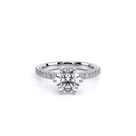 VERRAGIO Hidden Accent Natural Diamond Semi-Mount Engagement Ring in 14 Karat White Gold with 64 Round Diamonds, Clarity: VS2, Color: F/G, totaling 0.80ctw
