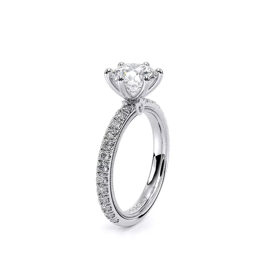 VERRAGIO Hidden Accent Natural Diamond Semi-Mount Engagement Ring in 14 Karat White Gold with 64 Round Diamonds, Clarity: VS2, Color: F/G, totaling 0.80ctw