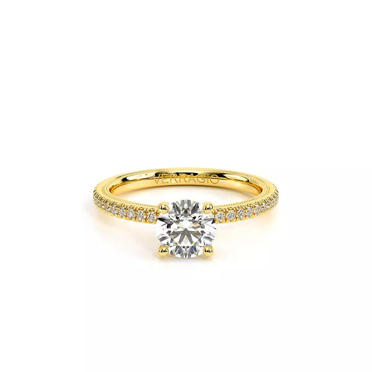 VERRAGIO Solitaire Hidden Accent Natural Diamond Semi-Mount Engagement Ring in 14 Karat Yellow Gold with 2 Round Diamonds totaling 0.03ctw