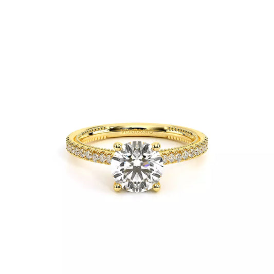 VERRAGIO Hidden Accent Side Stone Natural Diamond Semi-Mount Engagement Ring in 14 Karat Yellow Gold with 0.40ctw Round Diamonds, Size 6.5