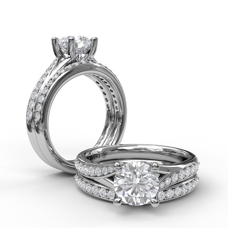 14K white gold diamond engagement ring.