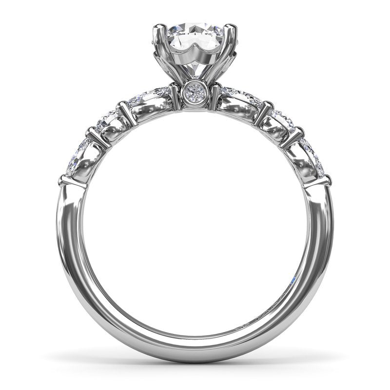 14K white gold ring with diamonds.