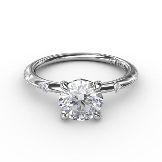 14K white gold diamond engagement ring.