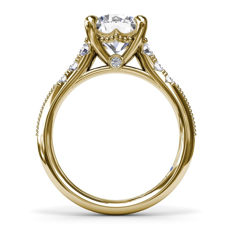 14K yellow gold diamond semi-mount ring.