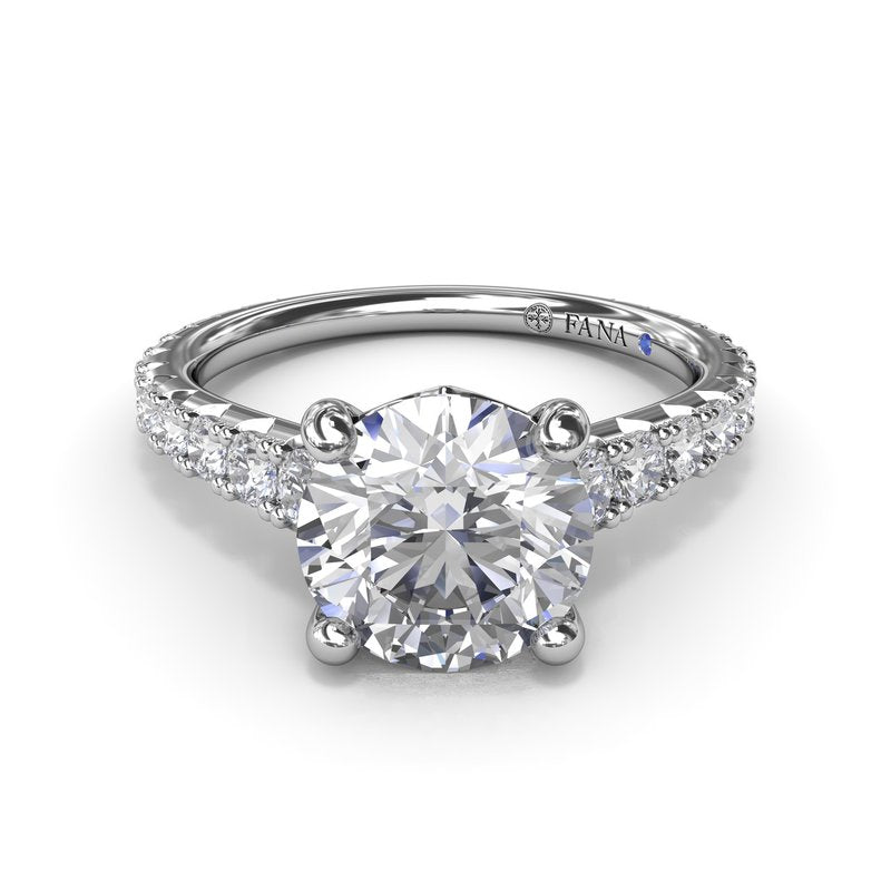 14K white gold diamond semi-mount ring.