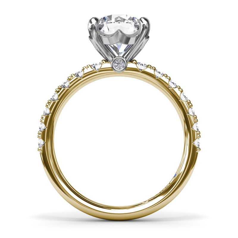 14K white-yellow diamond semi-mount engagement ring