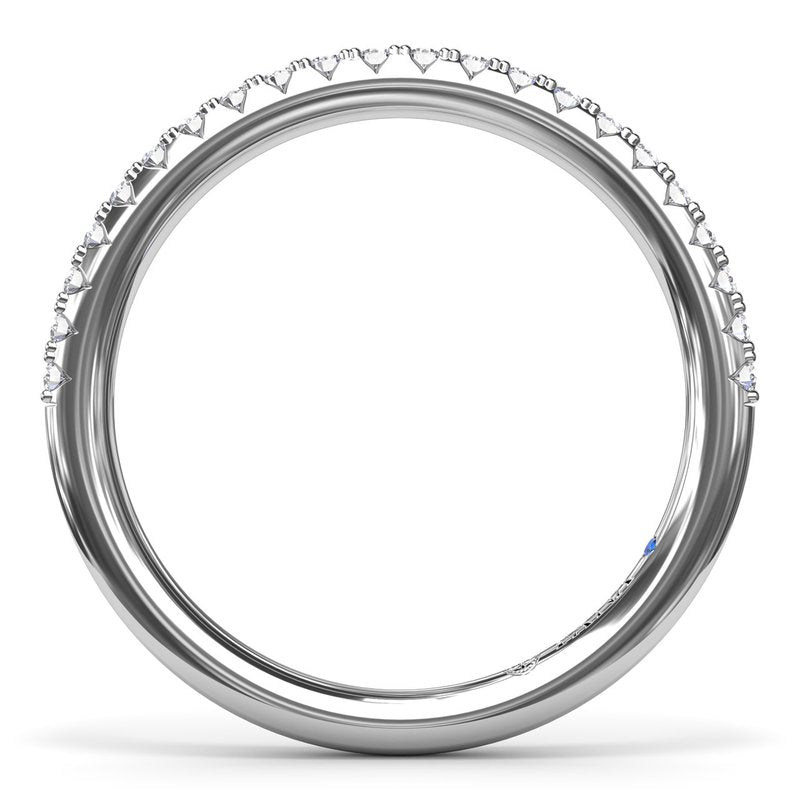 14K white gold diamond band.