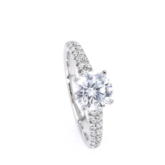 PureMARK Diamond Accent Lab Grown Diamond Engagement Ring in 14K White Gold. Center Diamonds Available in 1 ct, 1.50 ct and 2 ct.