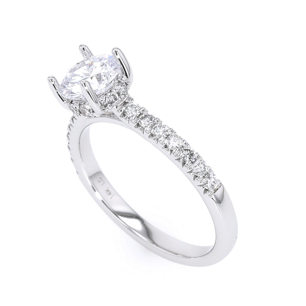 Lab grown diamond ring in white gold.