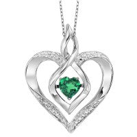 Sterling silver heart pendant with red ruby.