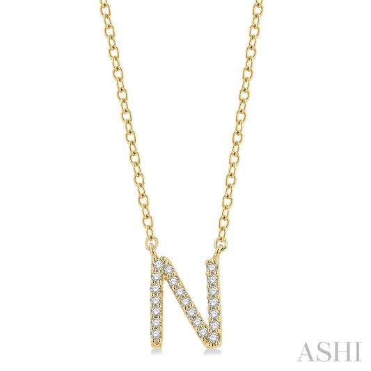 Diamond Initial Pendants in White or Yellow Gold
