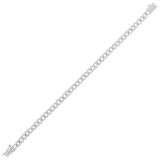 Pave diamond Cuban link bracelet in gold.