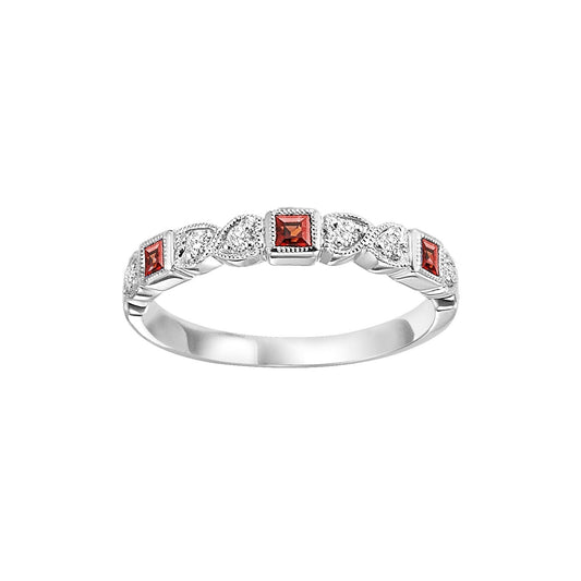 10K Diamond And Gemstone Mixable & Stackable Rings (Hearts)