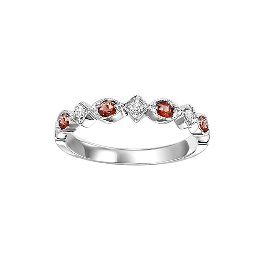 10K Diamond And Gemstone Mixable & Stackable Rings (Diamond)