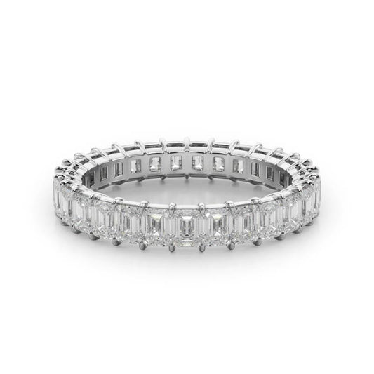 Emerald Cut Diamond Eternity Band in White Gold. Available in 2.50 ctw to 8.50 ctw.