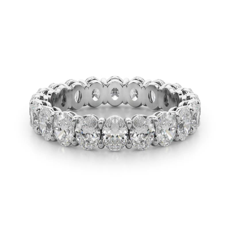 Oval Cut Diamond Eternity Band in White Gold. Available in 2.6 ctw to 7.50 ctw.