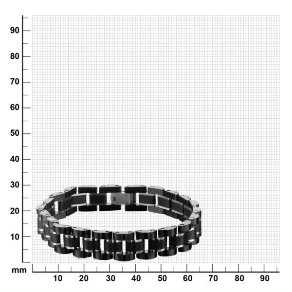 Black carbon fiber men's fancy link bracelet.