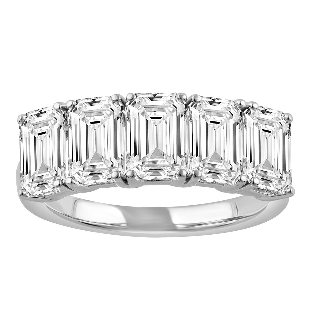 PureMARK Lab Grown 5 Stone Emerald Cut Diamond Band in White Gold. Available in 2 ctw, 3.50 ctw and 5 ctw.