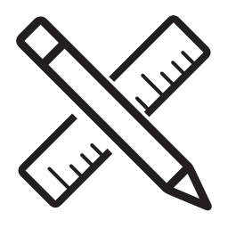 Pencil and ruler crossed icon.