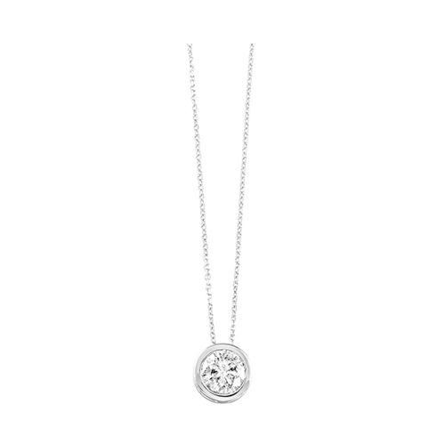 Round Cut Diamond Bezel Set Pendant in White Gold. Available in 0.25 ctw to 1.0 ctw.