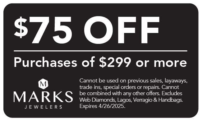$75 off purchases of $299 or more